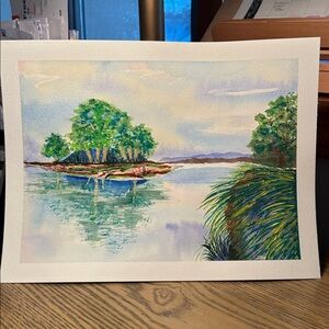 Serene Landscape Watercolor Art Print